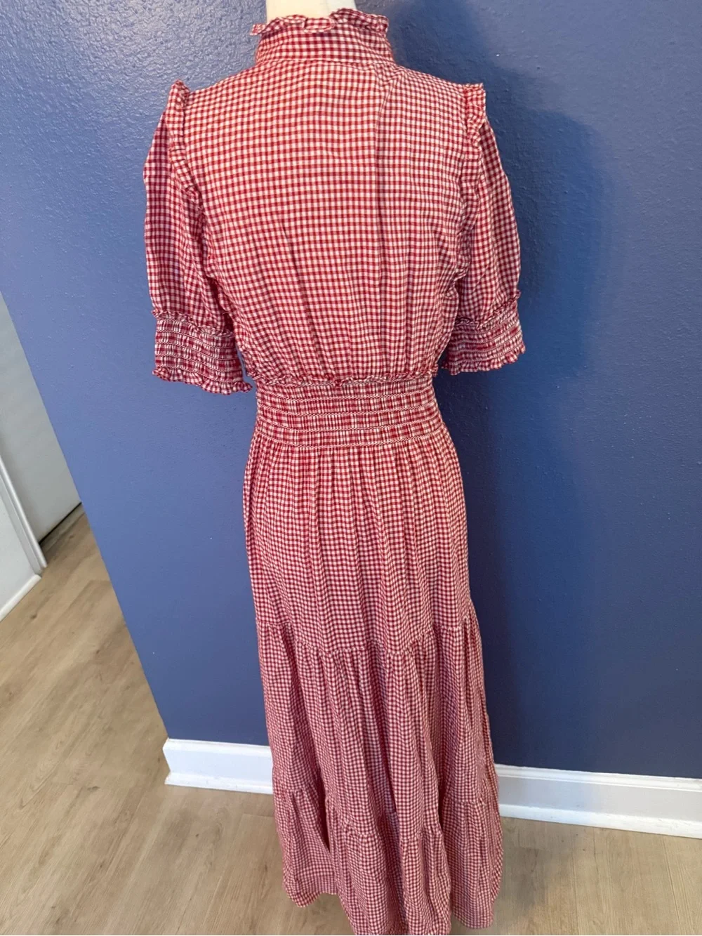 Max Studio Red Gingham Ruffled Maxi Dress - Picture 7 of 8